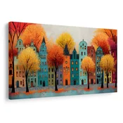 Slika jesensko mesto z barvitimi hišami - 30x20