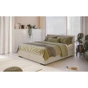 MID.YOU POSTELJA Z VZMETNICO 160 cm  x 200 cm , les, tekstil krem barve