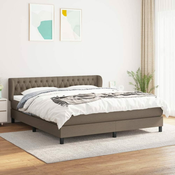 Greatstore Box spring postelja z vzmetnico taupe 180x200 cm blago