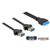 Delock kabel s USB 3.0 prikljuckom, 2,00 mm, 19-pin, 2 x USB 3.0 Type A prikljucka