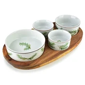 Mondex Deska za serviranje Les s skodelicami Porcelan Allesken 28x16 cm bela 1 kpl, (5000179471)