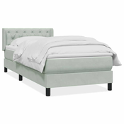 vidaXL vidaXL Box spring postelja z vzmetnico svetlo siva 80x220 cm žamet, (21792134)