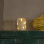 Konstsmide Christmas LED sveča iz voska, smetana Barva svetlobe jantar Višina14cm - kremno bela, srebrna