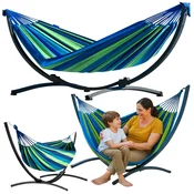Okvir za visečo mrežo 250 cm + viseča mreža 200x120 (do 200 kg) - zelena/modra