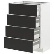 METOD / MAXIMERA Podni element 4 fronta/4 fioke, bela/Nickebo boja antracita, mat, 60x37 cm
