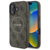 slomart Etui Guess 4G Ring Classic Logo MagSafe za iPhone 16 - rjavo