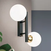 ORION Snježnobijela zidna lampa sa staklenim kuglama, crna - Dnevni boravak/blagovaonica - Moderan - crna, mjed, bijela - Metal