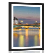 Plakat s paspartujem nočni Pariz - 30x45 black