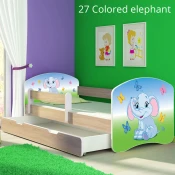 Djecji krevet ACMA s motivom, bocna sonoma + ladica 160x80 cm 27-colored-elephant