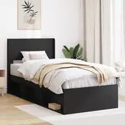 Krevetna konstrukcija s pohranom i uzglavljem Crna 90 x 200 cm