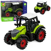 LEAN TOYS Traktor na farmi, frikcijski pogon, zelen, 15 cm