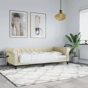 shumee vidaXL Kavč z ležiščem kremne barve 80x200 cm oblazinjen z umetnim usnjem