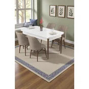 Hanah Home trpezarijski set Radde, sto i 4 stolice, bela ploca, noge boje oraha, kapucino tkanina Babyface