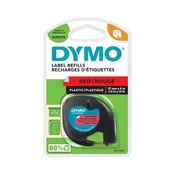 Dymo LetraTag - rdeča, širina 12 mm, 4 m role, črni napisi