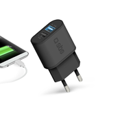 SBS - 10W polnilni adapter 2x USB, črn
