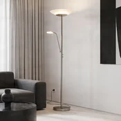 Lindby LED-stoječa svetilka Ragna, svetilka za branje, nikljeva, z možnostjo - Dnevna soba/jedilnica - Sodobni - bel alabaster, mat nikljev - Kovina