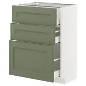 METOD / MAXIMERA Podni element s 3 fioke, bela/Axstad sivozelena, 60x37 cm