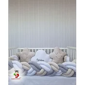 Bubamara037 Pletenica za krevetac, Šestostruka, 120cm, Bež-siva