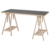 LAGKAPTEN / MITTBACK Radni sto, siva/im. drveta breza, 140x60 cm