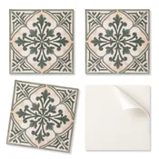 shumee Komplet PVC ploščic z dekorativnim rastlinskim vzorcem za kuhinjo ali kopalnico v kvadratu 9x30x30 cm