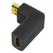 Logilink HDMI adapter, A/M A/F, 90-stupanjski kut, dugi, 4K/30 Hz, crni
