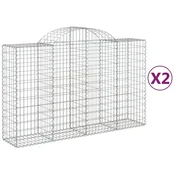 Vidaxl Obokane gabion košare 2 kosa 200x50x120/140 cm pocinkano železo