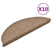 Vidaxl Preproge za stopnice, samolepilne, 10 kosov, 56x17x3 cm, bež, polkrožne
