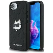shumee Ovitek za iPhone 16e Karl Lagerfeld Monogram Choupette črne barve