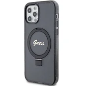 Guess GUHMP12MHRSGSK iPhone 12 6.1 black hardcase Ring Stand Script Glitter MagSafe (GUHMP12MHRSGSK)