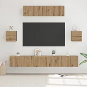 Set TV komoda Zidne 7 pcs Umjetnički hrast Konstruirano drvo