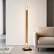 Paul Neuhaus LED-stoječa svetilka Sveja, črna/v barvi lesa, višina 140 cm, CCT - Dnevna soba/jedilnica - Sodobni - hrast, mat črna