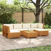 Set vanjskih sofa s jastukom 7 Komad Smeda Cvrsto drvo akacije