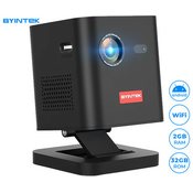BYINTEK P19 prenosni 3D LED DLP projektor, Android, WiFi, Bluetooth, 2GB+32GB, baterija, 350 lumnov, zvočniki, max 4K UHD, HDMI + vgrajeno stojalo + torbica