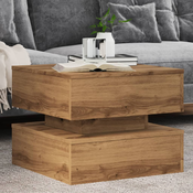 Stolic za kavu s LED svjetlima boja hrasta artisan 50x50x40 cm