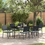 vidaXL vidaXL Set 4 Črna PE ratan, prašno lakirano jeklo 54x62.5x89 cm, (22087647)