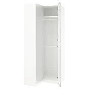 PAX/FARDAL/AHEIM Kotna garderobna omara, visoki sijaj bela/ogledalo, 111/88x236 cm