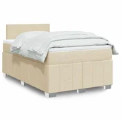 vidaXL vidaXL Box spring postelja z vzmetnico krem 120x190 cm blago, (21304563)