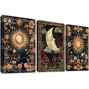 Nikcorp Komplet 3 slik na platnu Canvas boho gothic Sonce Luna Tarot platno 50x70 cm, napeto na leseni okvir, pripravljeno za obešanje, skupaj 150x70 cm