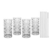Kozarec za dolgo pijačo TASTES GOOD 422 ml, set 4 kosov, s slamicami, Nachtmann