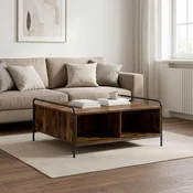 vidaXL Klubska miza Dimljen hrast 90 x 90 x 41 cm Inženirski les