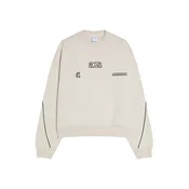 Bershka Majica BOXY INTERLOCK PIPING siva/črna