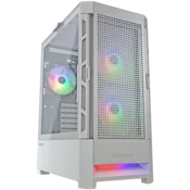 COUGAR | Case Airface RGB White | PC Case | Mid Tower/Mesh Front Panel/2 x 140mm ARGB Fans/1x 120mm ARGB Fan/TG Left Panel/White - CGR-5ZD1W-AIR-RGB