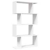 Vidaxl Pregradna stena za knjige s 4 nivoji bela 70x24x129 cm inženirski les