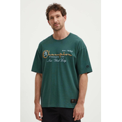 Pamučna majica Champion za muškarce, boja: zelena, s aplikacijom, 219998