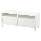 BESTA TV stalaža s fiokama, bela/Hanviken/Stubbarp bela, 120x42x48 cm