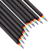 Northix 10x svinčniki z mavričnimi barvami - črni