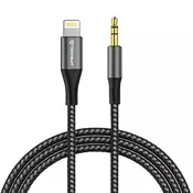 Lightning v AUX 3.5mm audio kabel Techsuit NexaSound AC17 DAC čip, 1m - siv