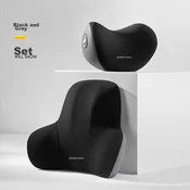 Qiaoshi Set jastuka za vrat i leda za auto sedište, Crno-sivi, 19,5 x 31 x 13,5 cm, Crni