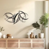 WallXpert metalni zidni ukras DCV-1024-MT, apstraktne prepletene linije u obliku listova, 50 x 30 cm, crni