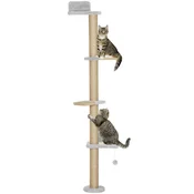 PawHut PawHut 5-nadstropno mačje drevo, 180 cm, mačji stolp z igralno žogo za mačke, svetlo sivo, (5000238642)